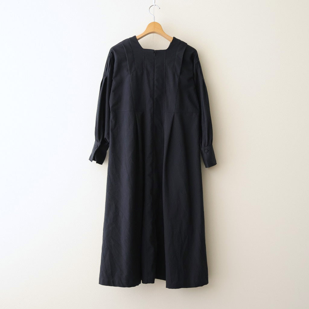 冬の肖像 Square Neck tucked dress #black [TLF-126-op006-cst]