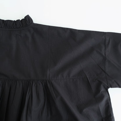 40s POPLIN PLAIN FRILL COLLAR SHIRT #9900 BLACK [NSL25542]
