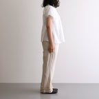 80s COTTON VOILE PLAIN BANDED COLLAR FRENCH/SL PINTUCK SHIRT #9100 OFF WHITE [NSL25042]