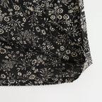 COTTON SLUB SMALL FLOWER PRINT FRILL COLLAR SHIRT WITH GATHER #9982 BLK (BLACK x BEIGE PRINT) [NSL25571]