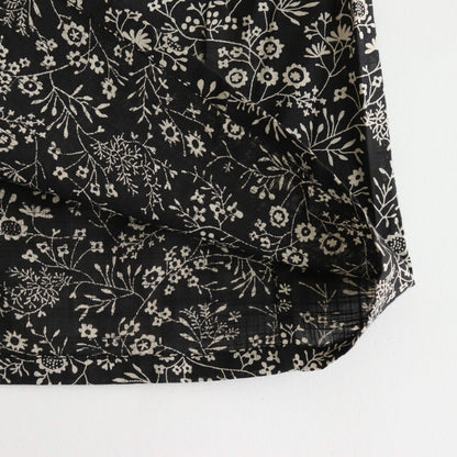 COTTON SLUB SMALL FLOWER PRINT FRILL COLLAR SHIRT WITH GATHER #9982 BLK (BLACK x BEIGE PRINT) [NSL25571]