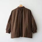 40s COTTON POPLIN PLAIN REGULAR COLLAR SHIRT WITH GATHER #8600 BROWN [NSL26522]