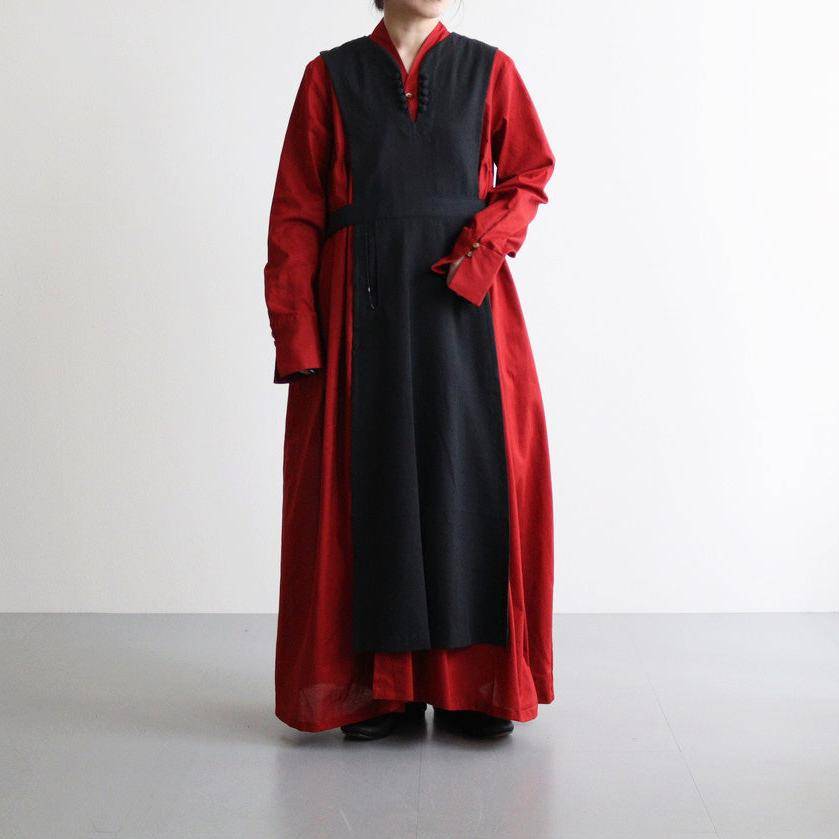 静寂の欠片 Funnel neck shirt dress #Agate red [TLF-125-op001-la]