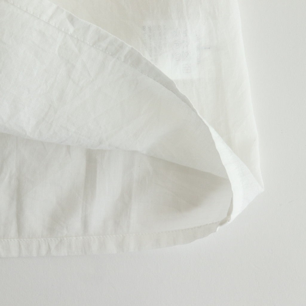 80s COTTON VOILE PLAIN BANDED COLLAR GATHER SHIRT #9100 OFF WHITE [NSL25041]