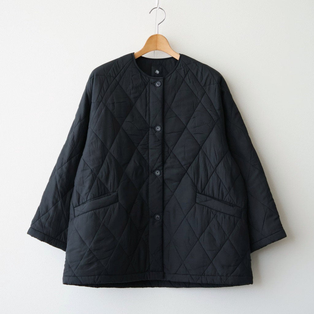 BANGALORE SILK PLAIN PADDED C-NECK SHORT COAT #9900 BLACK [NMDS26551]