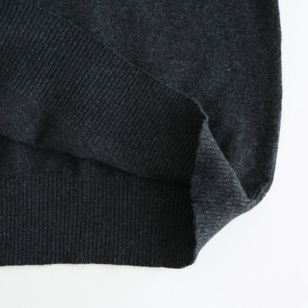 14GG 2PLY PLAIN STITCH COTTON/WOOL/CASHMERE TURTLE NECK PULLOVER #9800 CHARCOAL [GNSL24541]