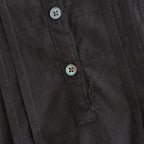 80s VOILE PLAIN WITH CUT WORK LACE CREW NECK FRENCH/SL SHIRTS WITH PINTUCK #9900 BLACK [INSL26342]