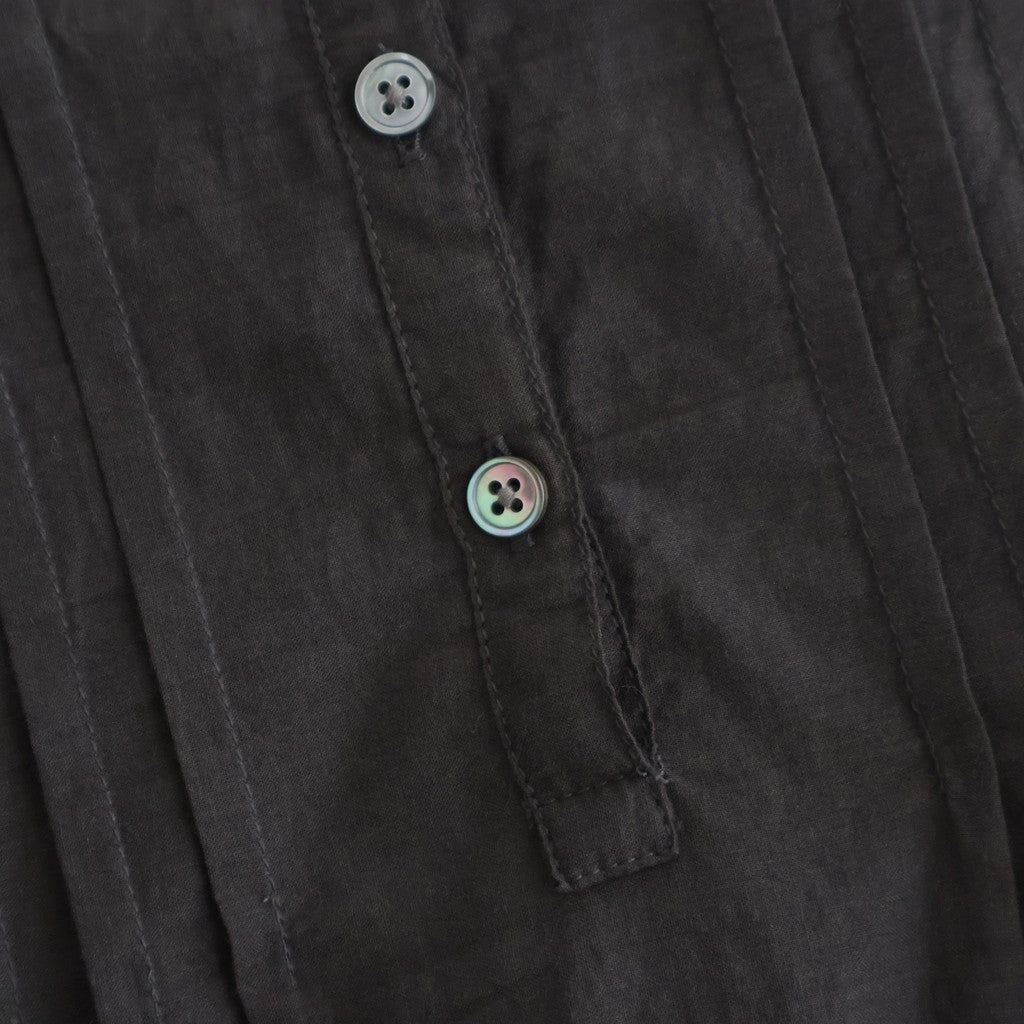 80s VOILE PLAIN WITH CUT WORK LACE CREW NECK FRENCH/SL SHIRTS WITH PINTUCK #9900 BLACK [INSL26342]