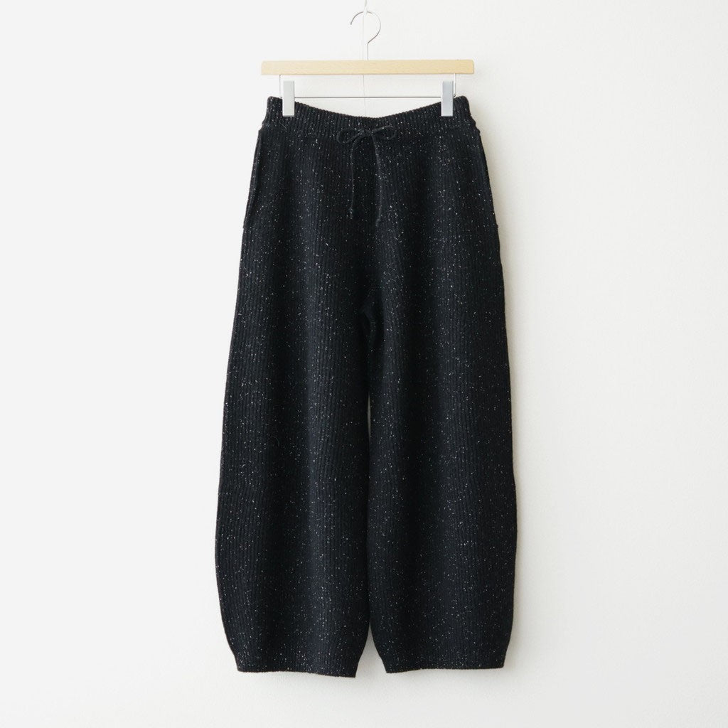 woolen cotton & silk nep wool tweed-knit pants #black tweed [WXFL-UW126]