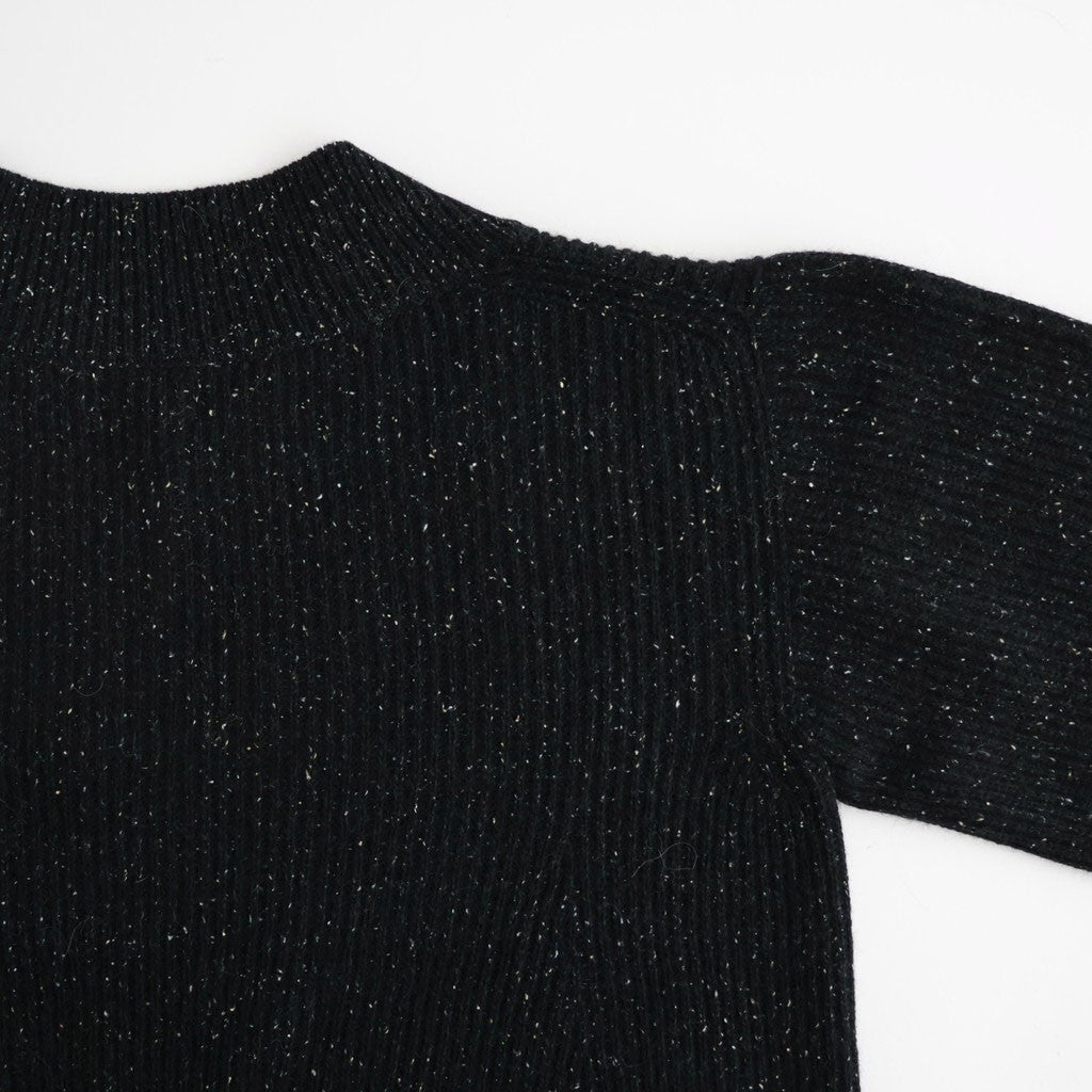 woolen cotton & silk nep wool tweed-knit P/O #black tweed [WXFL-UW124]