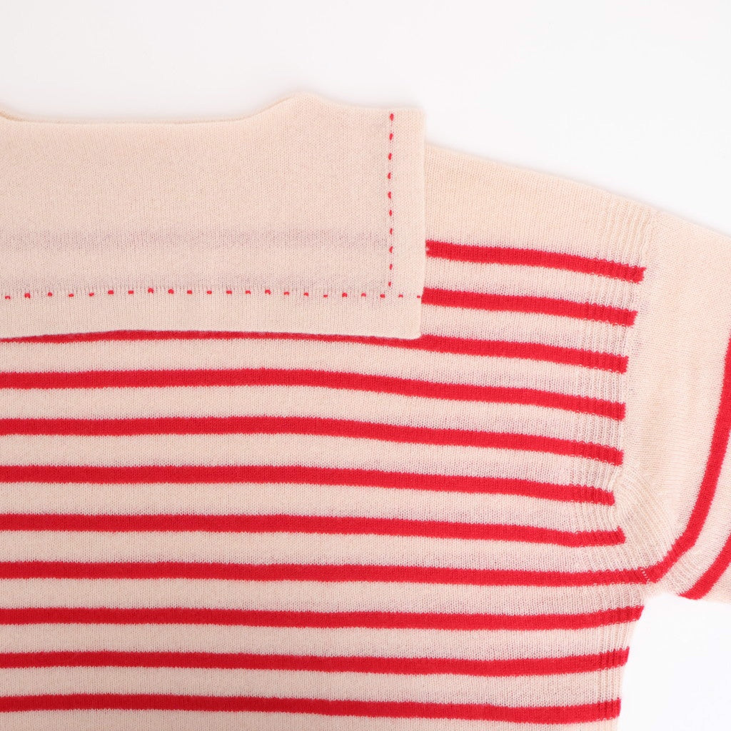 Basque pullover (sailor neck) #ivory×red [mdm02-05]