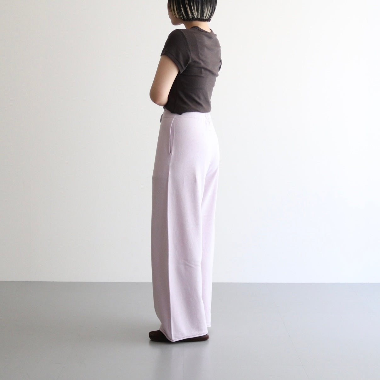 brushed silk cotton wide straight pants #lilac [WVFL-UW103]