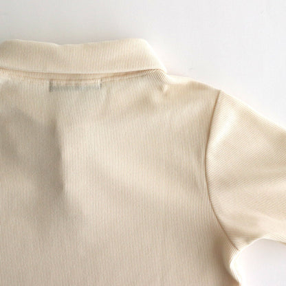 Corduroy like pullover polo #Ivory [1477-001]