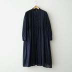 80s ORGANIC VOILE STRIPE (OVERDYE) BANDED SHIRT DRESS WITH MINI PINTUCK #3960 MARINE [NMDS26514D]