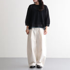 鏡の森：Gathered sleeves sweater #black×dark aqua [11263-11407]