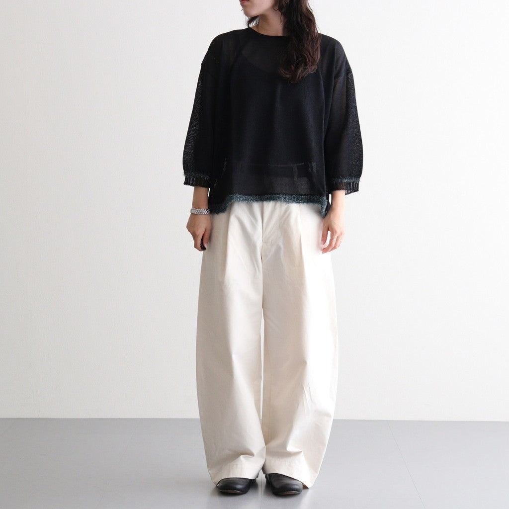 鏡の森：Gathered sleeves sweater #black×dark aqua [11263-11407]
