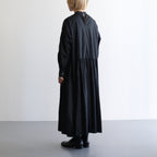 明滅する風景 Stand collar shirt dress #black/grey [TLF-125-op007-gp]