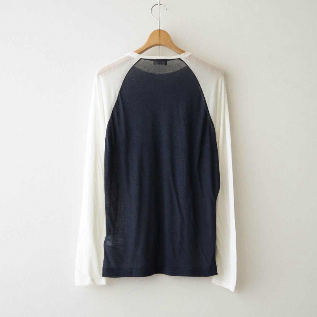 cashmere & supima cotton gauze jersey baseball Tee #navy [WXFL-UW105]