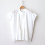 80s COTTON VOILE PLAIN BANDED COLLAR FRENCH/SL PINTUCK SHIRT #9100 OFF WHITE [NSL25042]
