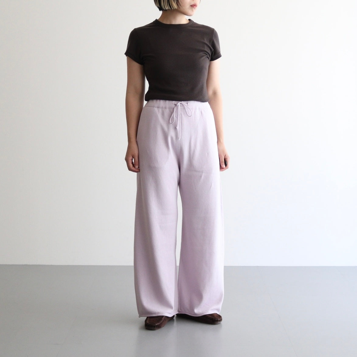 brushed silk cotton wide straight pants #lilac [WVFL-UW103]