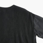 80s ORGANIC MICRO CHECK OVERDYE CREW-NECK BUTTON SHIRT MAXI DRESS WITH MINI PINTUCK #9912 BLACK (J.BLACK) [NMDS26234D]