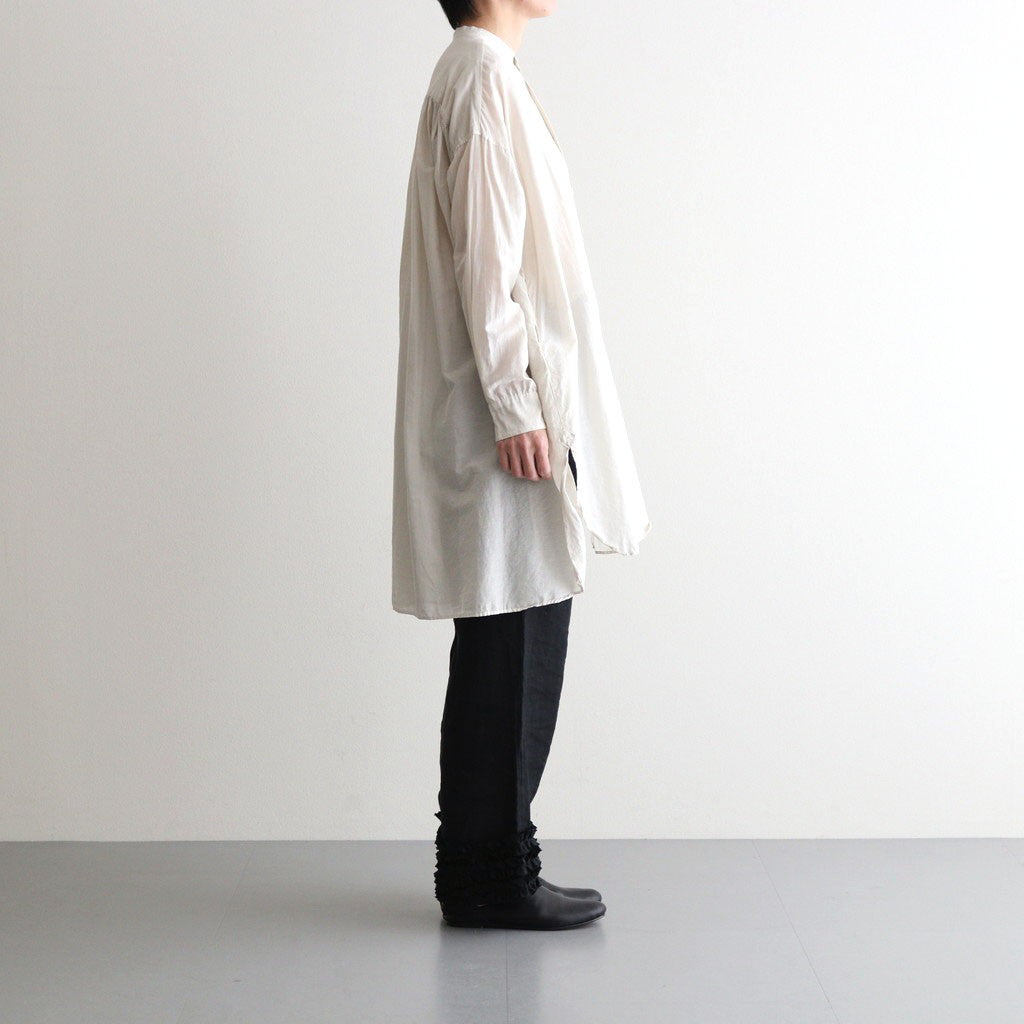 G.D COTTON SILK STAND COLLAR LONG SHIRT #Ivory [no.7366]