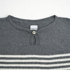 Stripe Long-sleeved Tee #Grey x Ecru [Oni068]