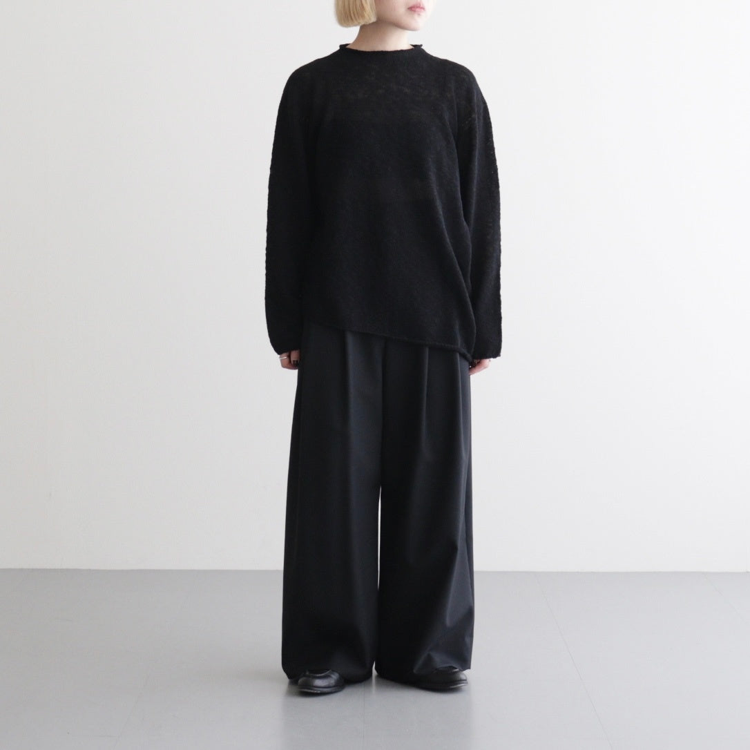 cotton & silk slub yarn bottle-neck P/O #black [WXSP-UW125]