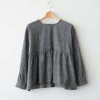 BOILE WOOL SMALL GINGHAM CHECK GATHERED CREW NECK PULLOVER #9981 BLK (BLACK/ECRU SAND CHECK) [NMDS26582]