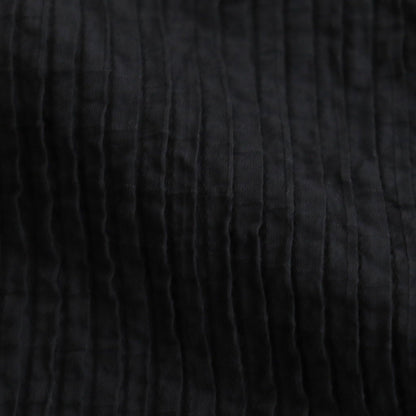 80s ORGANIC DOBIE CHECK(OVERDYE) BANDED COLLAR MAXI DRESS WITH PINTUCK #9971 O.BLACK [NMDS25254D]