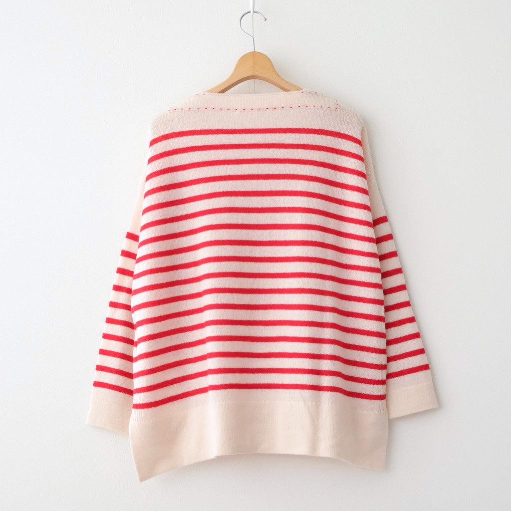 Basque pullover (boat neck) #ivory×red [mdm02-01]