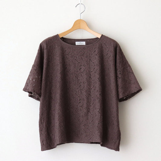 VOILE TULLE LACE S/SL SMOCK WITH COTTON VOILE #9700 CHARCOAL [NSL25051]