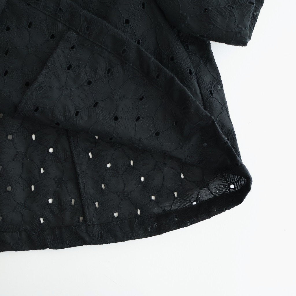 ⼼の花苑 Open-collar cropped overshirt #black [TLF-226-SH007-ec]