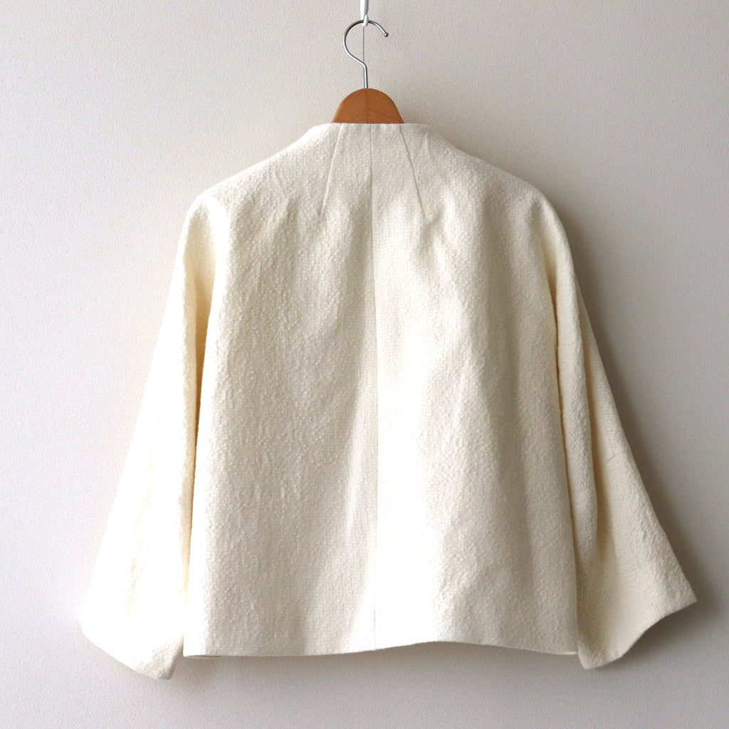 単純なる風景 Funnel collar cocoon jacket #ecru [TLF-125-jk001-wlc]