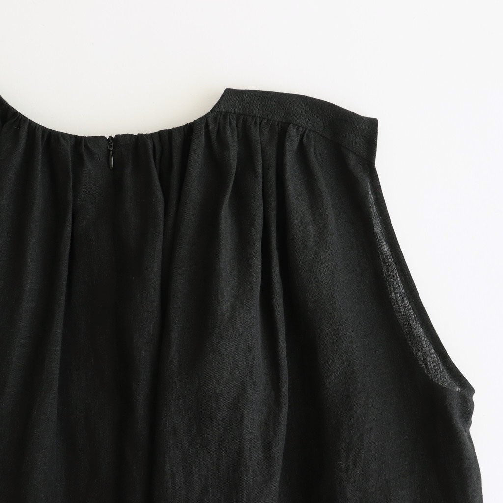 DENSELY LINEN GATHER DRESS #Black [no.7310]