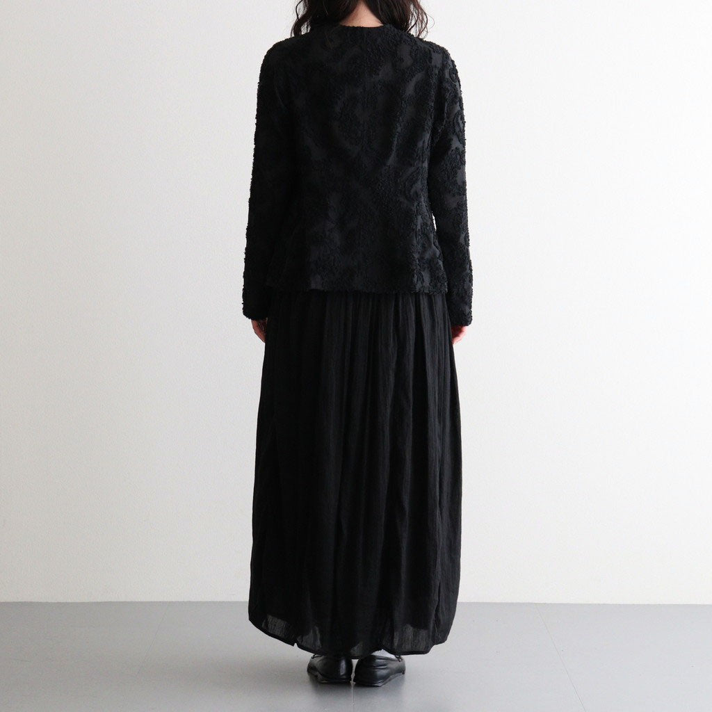 60s AUTOLOOM LINEN/COTTON PLAIN OVERDYE GATHERED SKIRT #9900 BLACK [INMDS26012D]