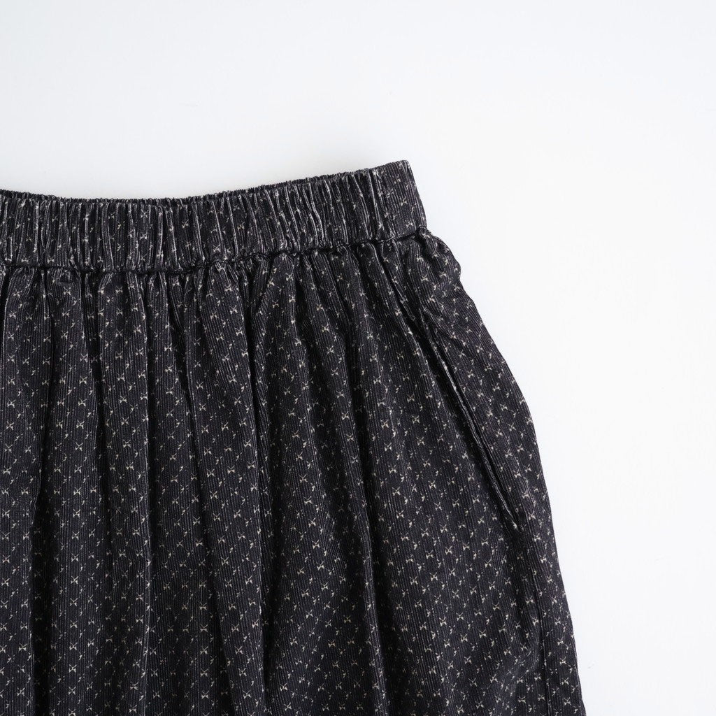 MINI CORDUROY CROSSHATCH PRINT GATHERED SKIRT #3991 NVY (NAVY/IVORY) [NSL26585]