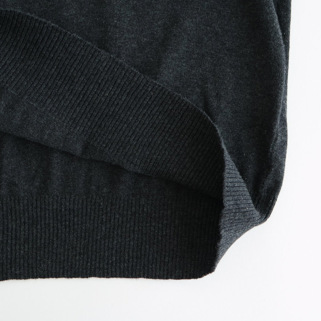 14GG 2PLY PLAIN STITCH COTTON/WOOL/CASHMER CREW-NECK PULLOVER #9800 CHARCOAL [GNSL24542]