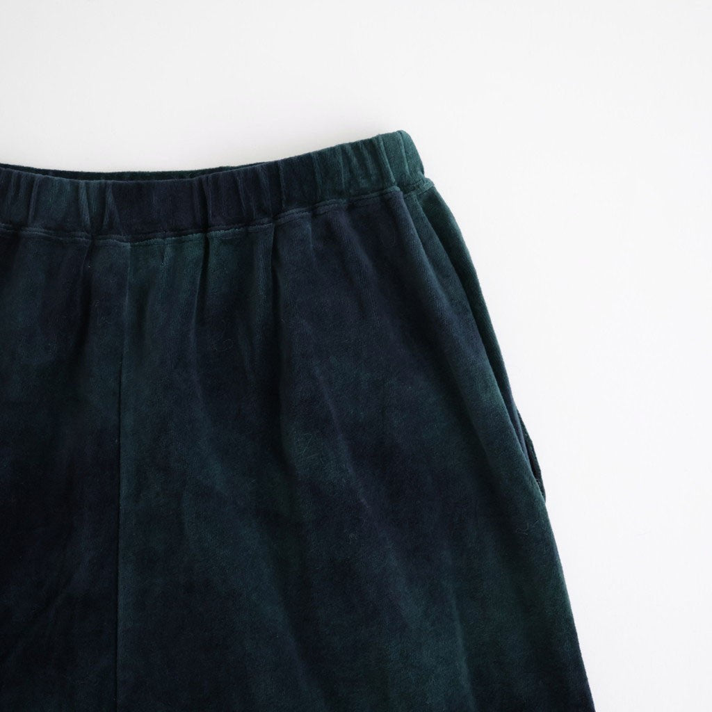 tie-dyed cotton velour flared skirt #navy × pine green [WXFL-UW117]