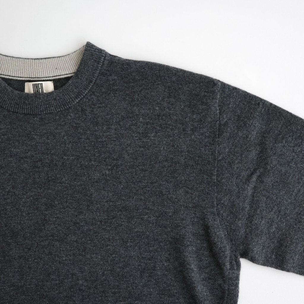 ex super fine woolen wool high-gauge knit P/O #melange charcoal gray [WXFL-UW120]