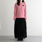裏起毛 BORDER SPY EYE BOAT NECK PULLOVER #Pink [no.7743]