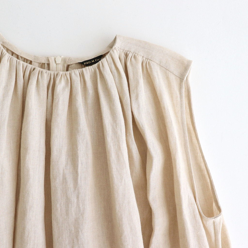 DENSELY LINEN GATHER DRESS #Antique White [no.7310]