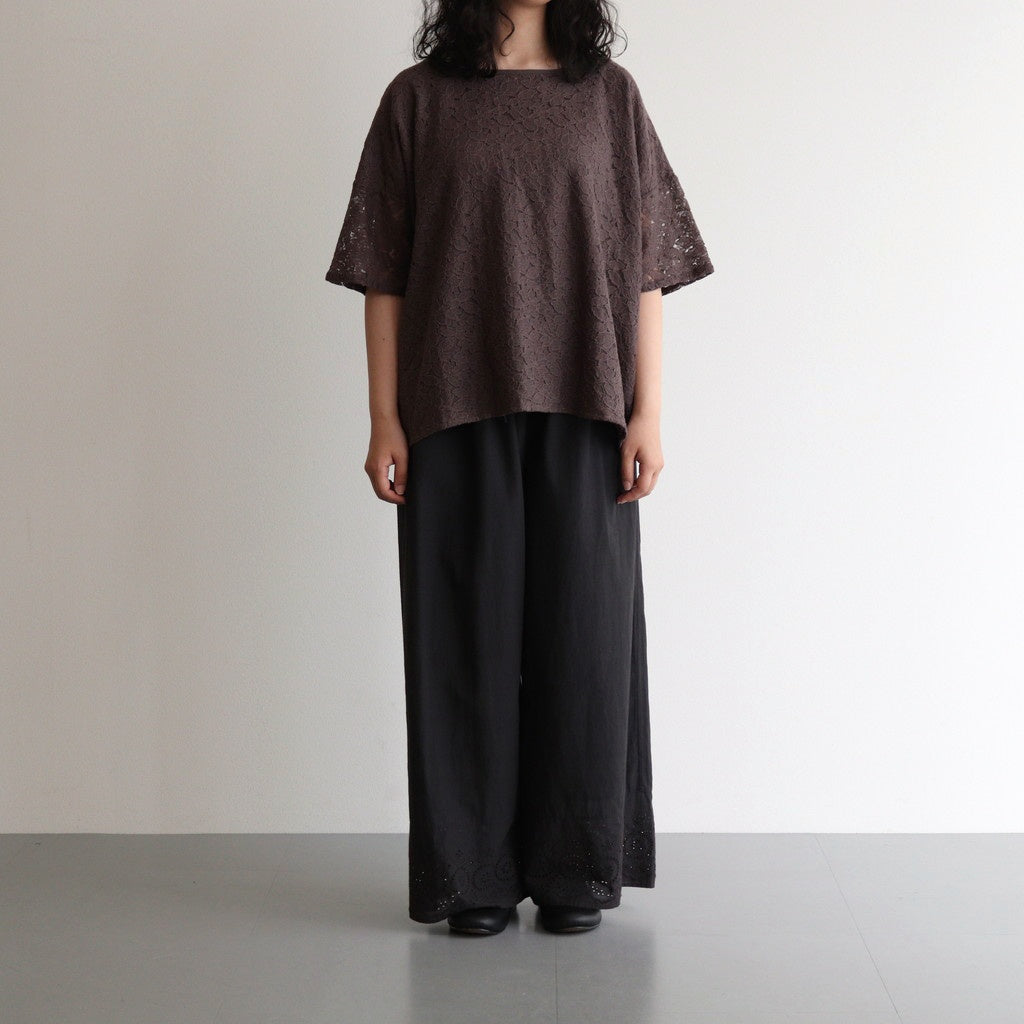 VOILE TULLE LACE S/SL SMOCK WITH COTTON VOILE #9700 CHARCOAL [NSL25051]