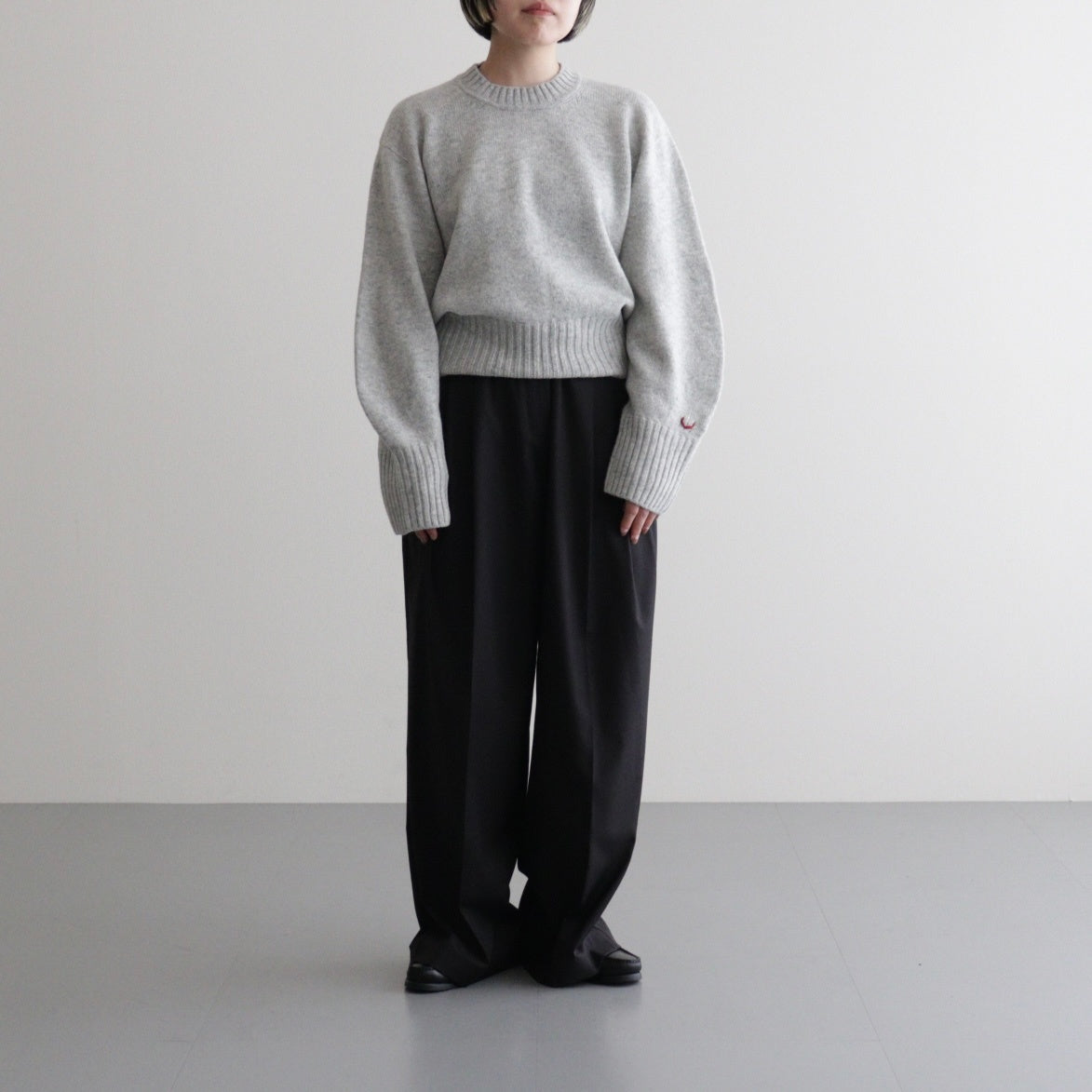 fine lambs wool crew-neck P/O #light gray [WVFL-UW117]