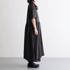 80s VOILE PLAIN WITH CUT WORK LACE CREW NECK PULLOVER DRESS #9900 BLACK [INSL26343]