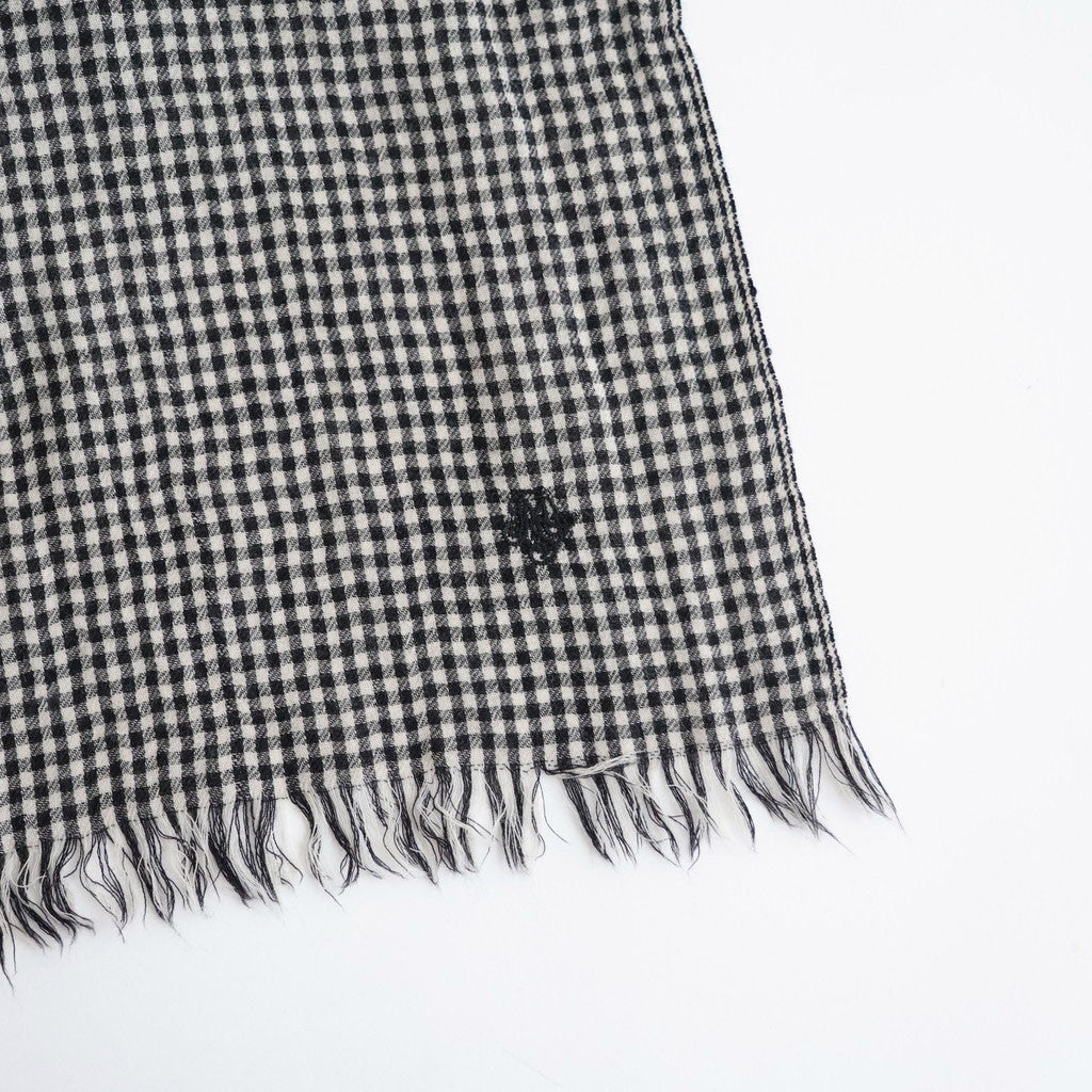 BOILE WOOL SMALL GINGHAM CHECK BOILED WOOL SMALL GINGHAM CHECK STOLE #9981 BLK (BLACK/ECRU SAND CHECK) [NMDS26586]