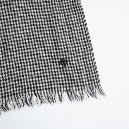 BOILE WOOL SMALL GINGHAM CHECK BOILED WOOL SMALL GINGHAM CHECK STOLE #9981 BLK (BLACK/ECRU SAND CHECK) [NMDS26586]