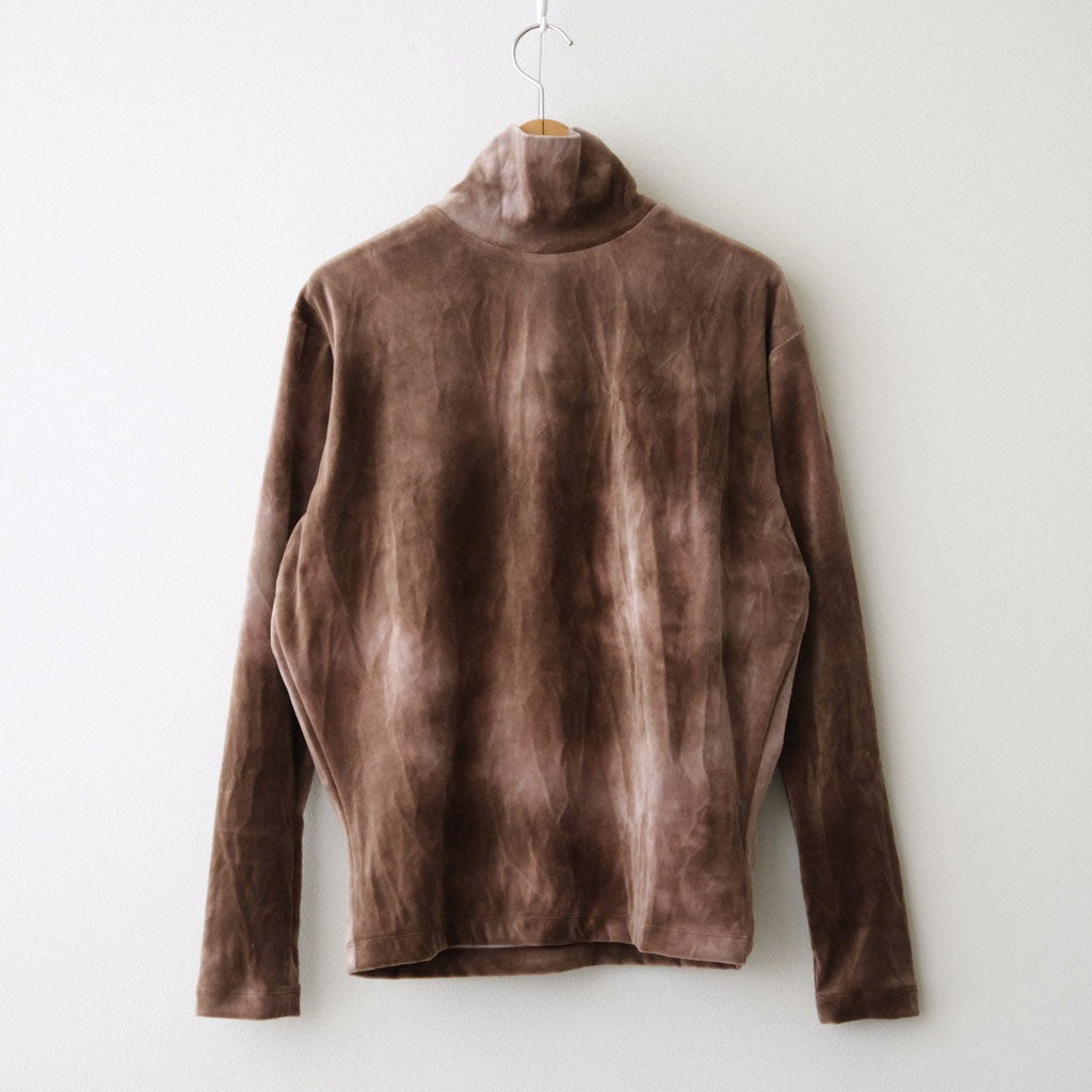 tie-dyed cotton velour high-neck P/O #cocoa brown × gray [WXFL-UW116]