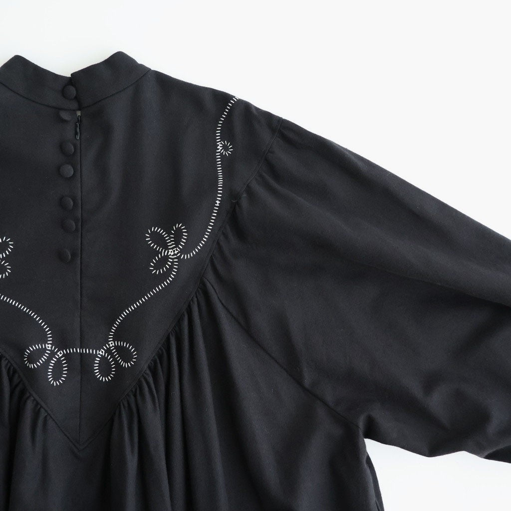夢詠み Embroidered-Yoke dress #Black [26F-OP1412-CWF]