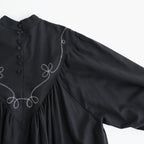 夢詠み Embroidered-Yoke dress #Black [26F-OP1412-CWF]